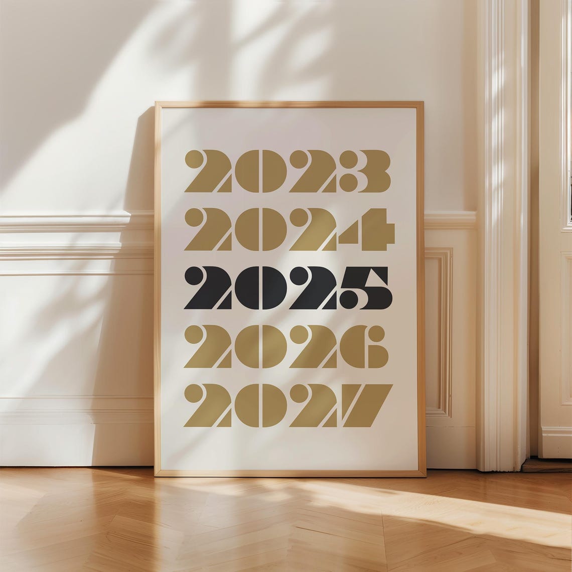 2023 2024 2025 2026 2027 Retro Bold Digits Black Gold New Year Poster - Image 3
