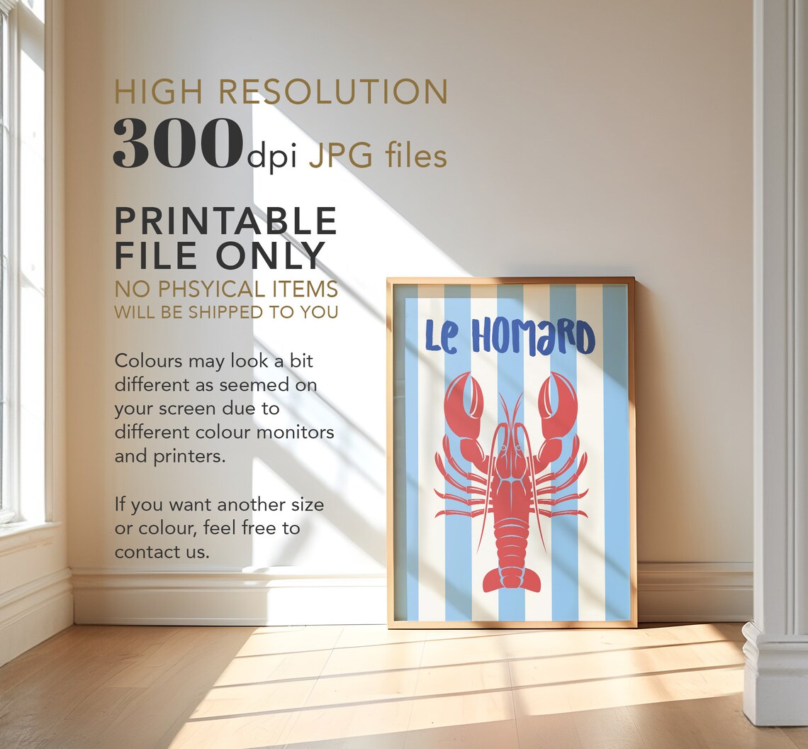 Lobster Print, Vintage Kitchen Wall Art Poster - Image 3