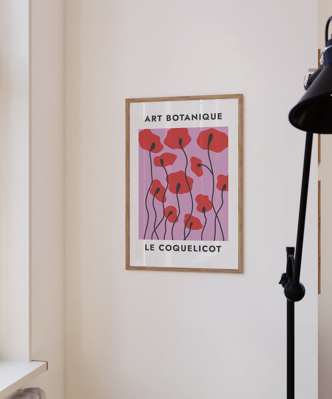Art Botanique Le Coquelicot Red Poppy French Pink Modern Floral Poster - Image 3