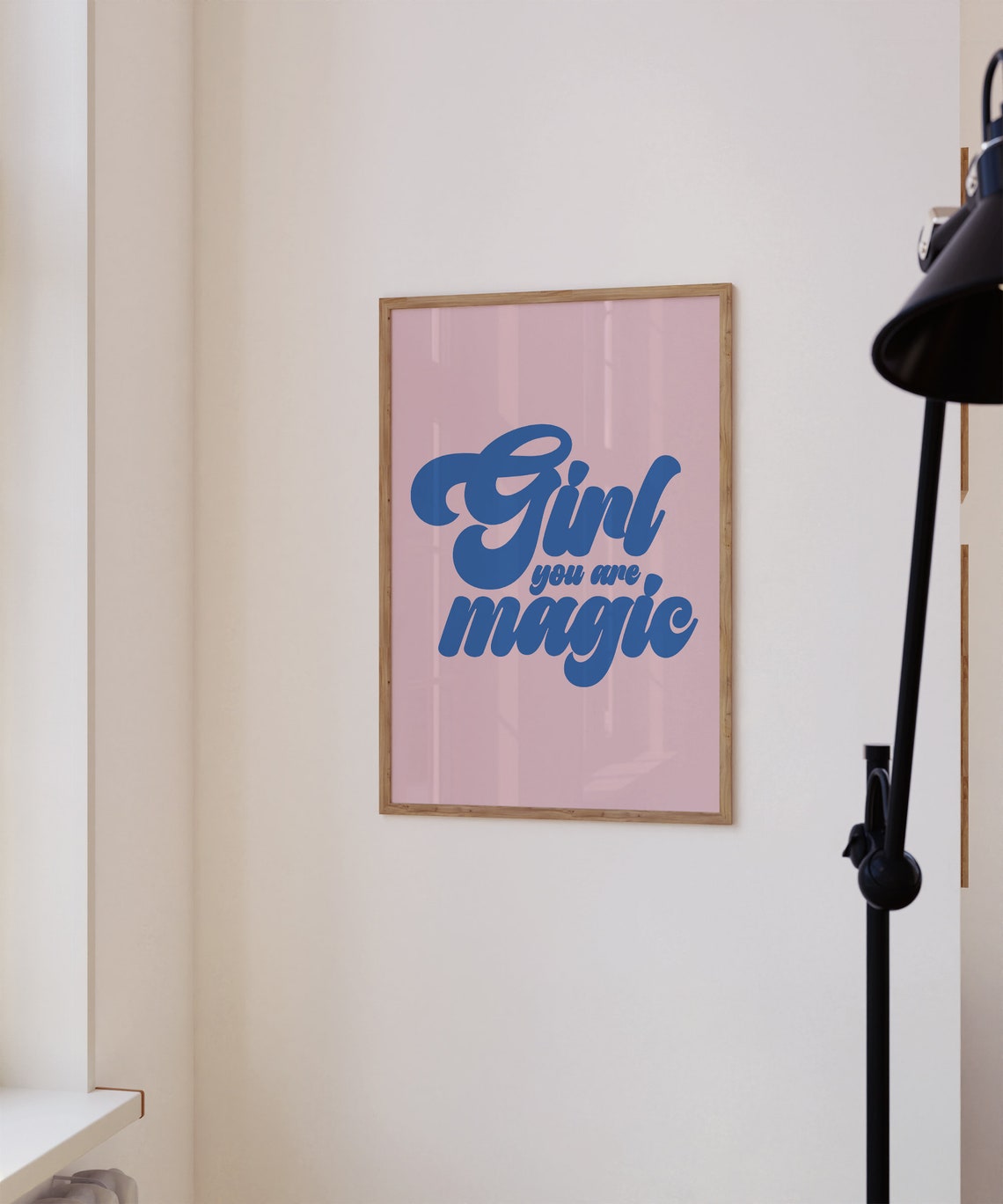 Girl You Are Magic Retro Blue Script Pink Bedroom Wall Poster - Image 2