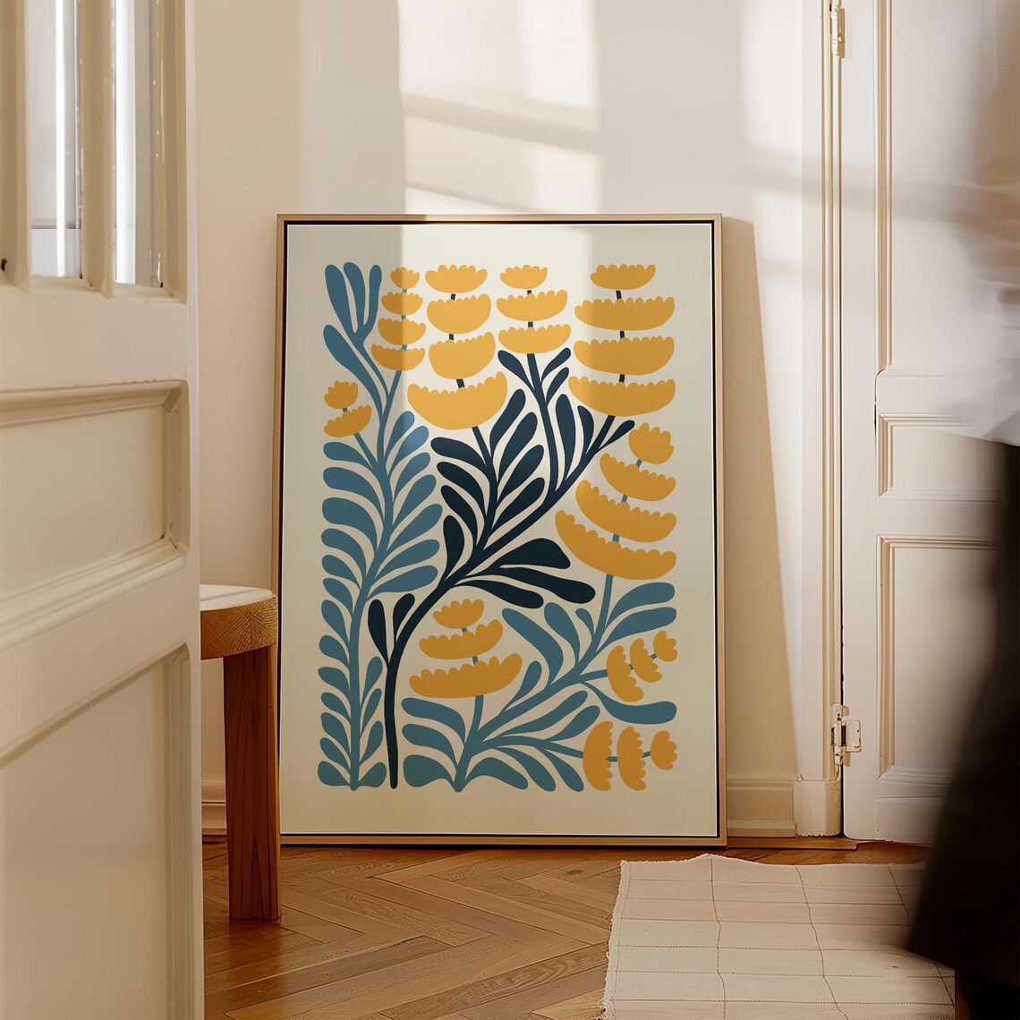 Golden Yellow Wildflowers Folk Art Botanical Illustration Poster
