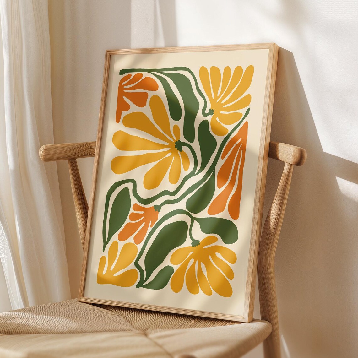Boho Abstract Flowers Print, Vintage Flower Market