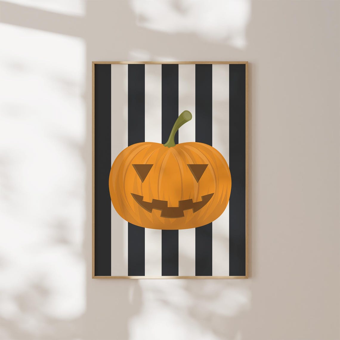 Halloween Pumpkin Jack O Lantern Orange Black Stripes Wall Poster - Image 3