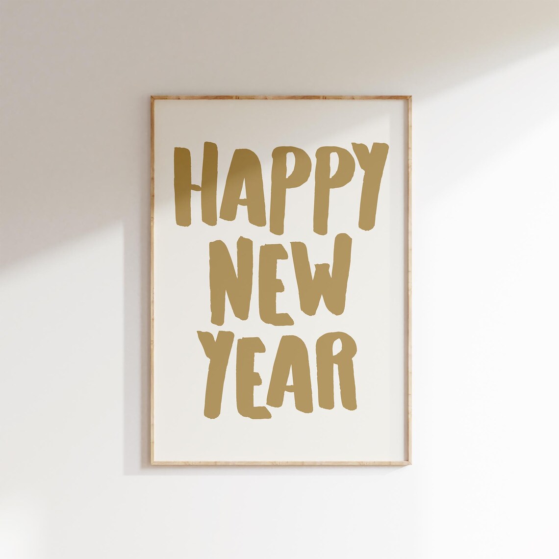 Happy New Year Gold Brush Letters Cream Minimalist NYE Celebration Poster - Image 2