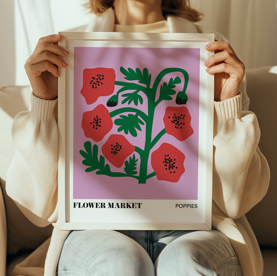 Poppies Botanical Wall Art Print, Floral Market - Image 3