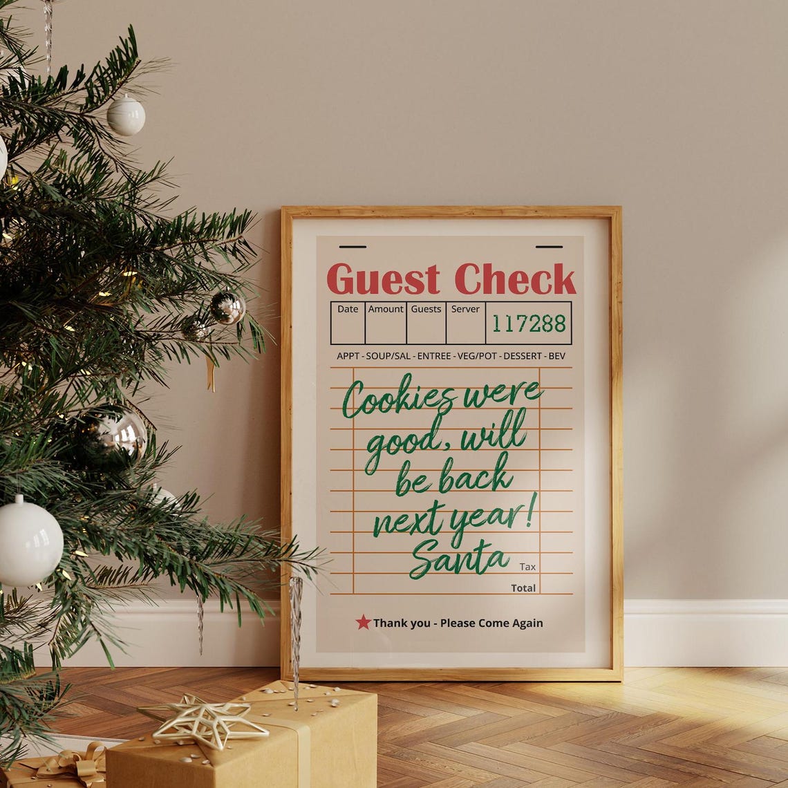 Guest Check Cookie Note Santa Retro Restaurant Receipt Design Poster - Image 3