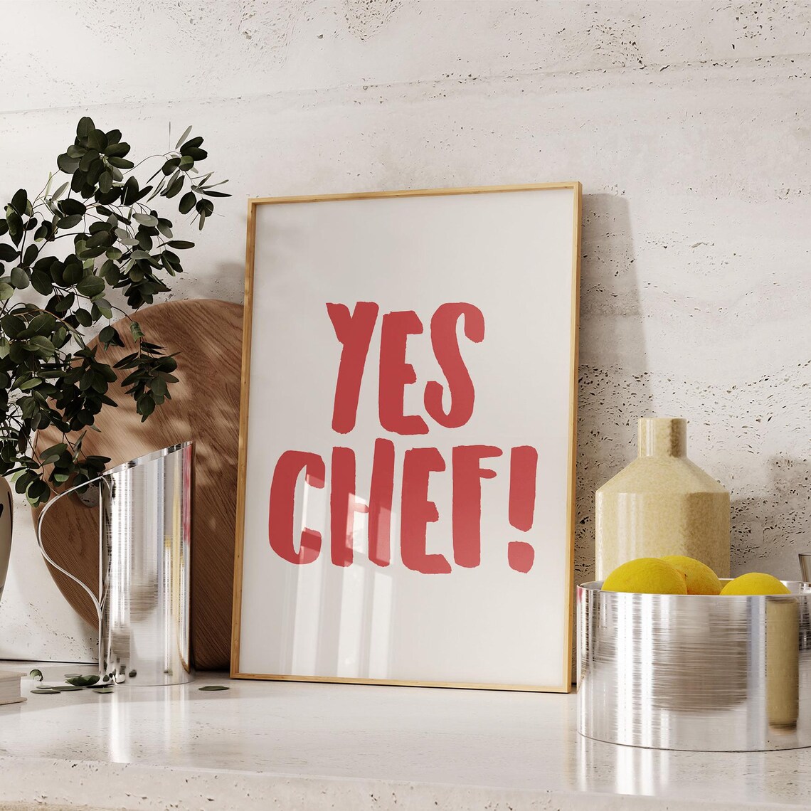 Yes Chef Poster, Mid Century Kitchen Art Print - Image 2