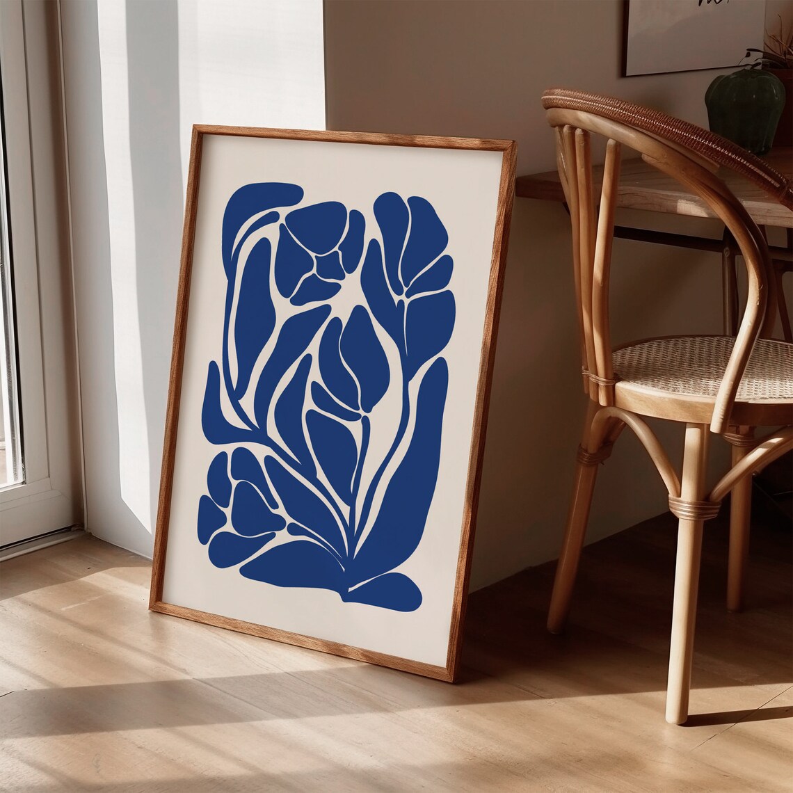 Navy Blue Abstract Botanical Organic Shapes Matisse Style Poster - Image 2