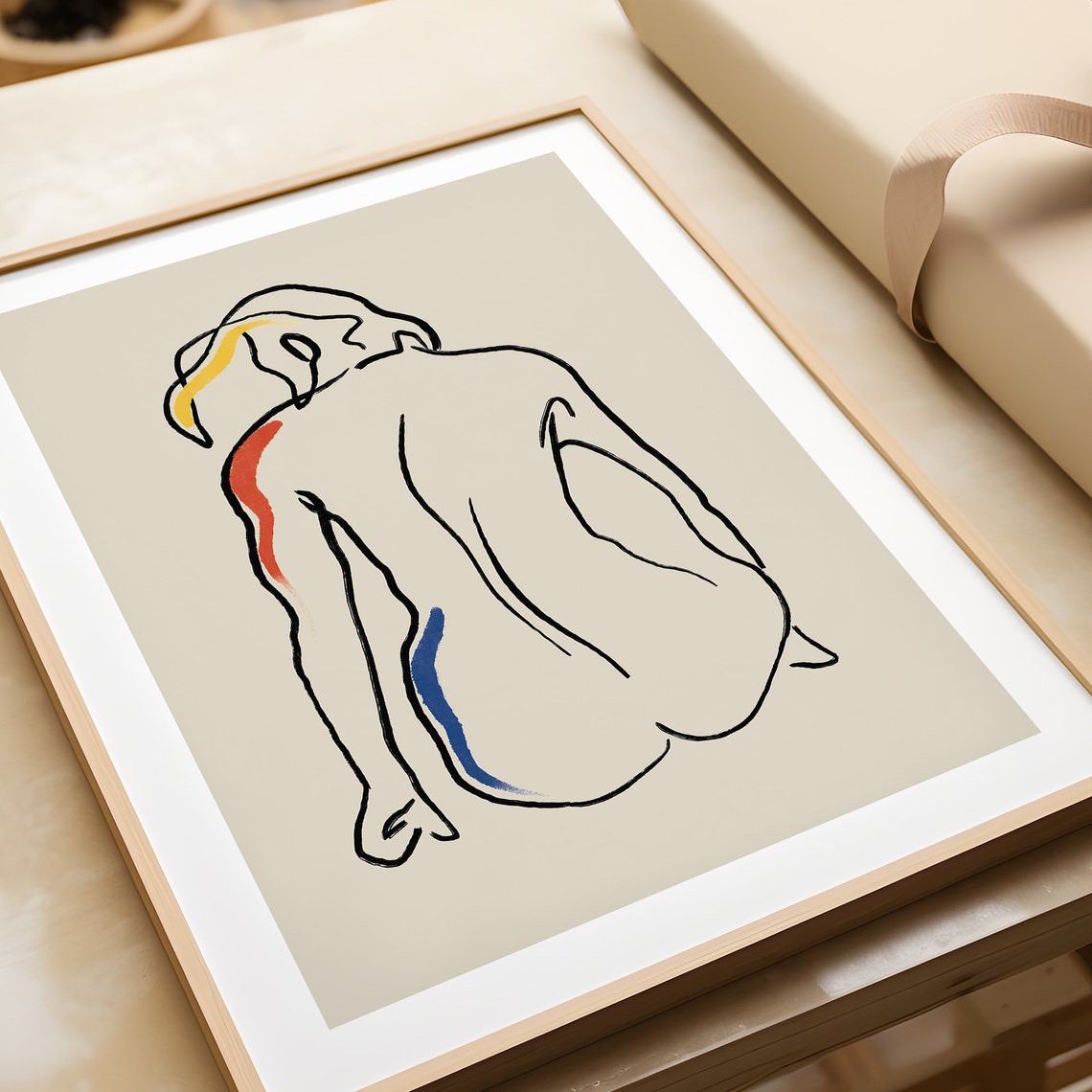 Abstract Female Figure Line Art Color Accent Modern Style Poster - Image 3