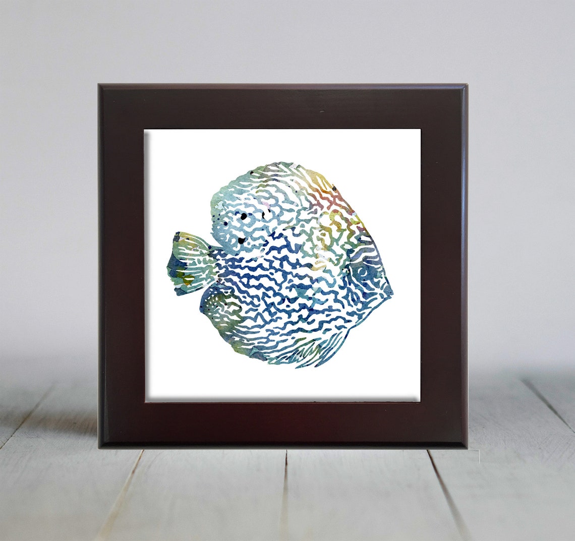 Discus Fish Ceramic Tile Discus Fish Decorative Tile Fish Lover Gift Unique Fish Gifts - Image 2