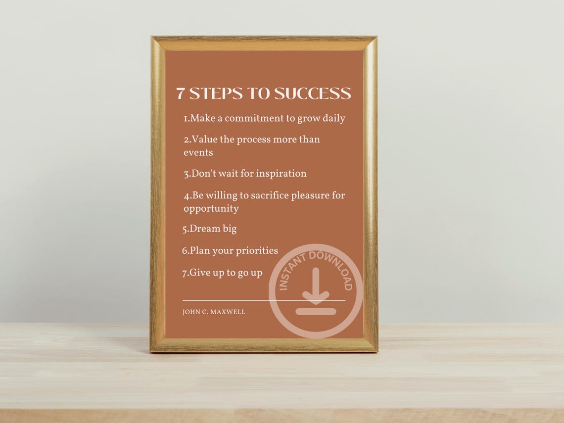 John C Maxwell 7 Steps To Success Leadership List Quote Poster