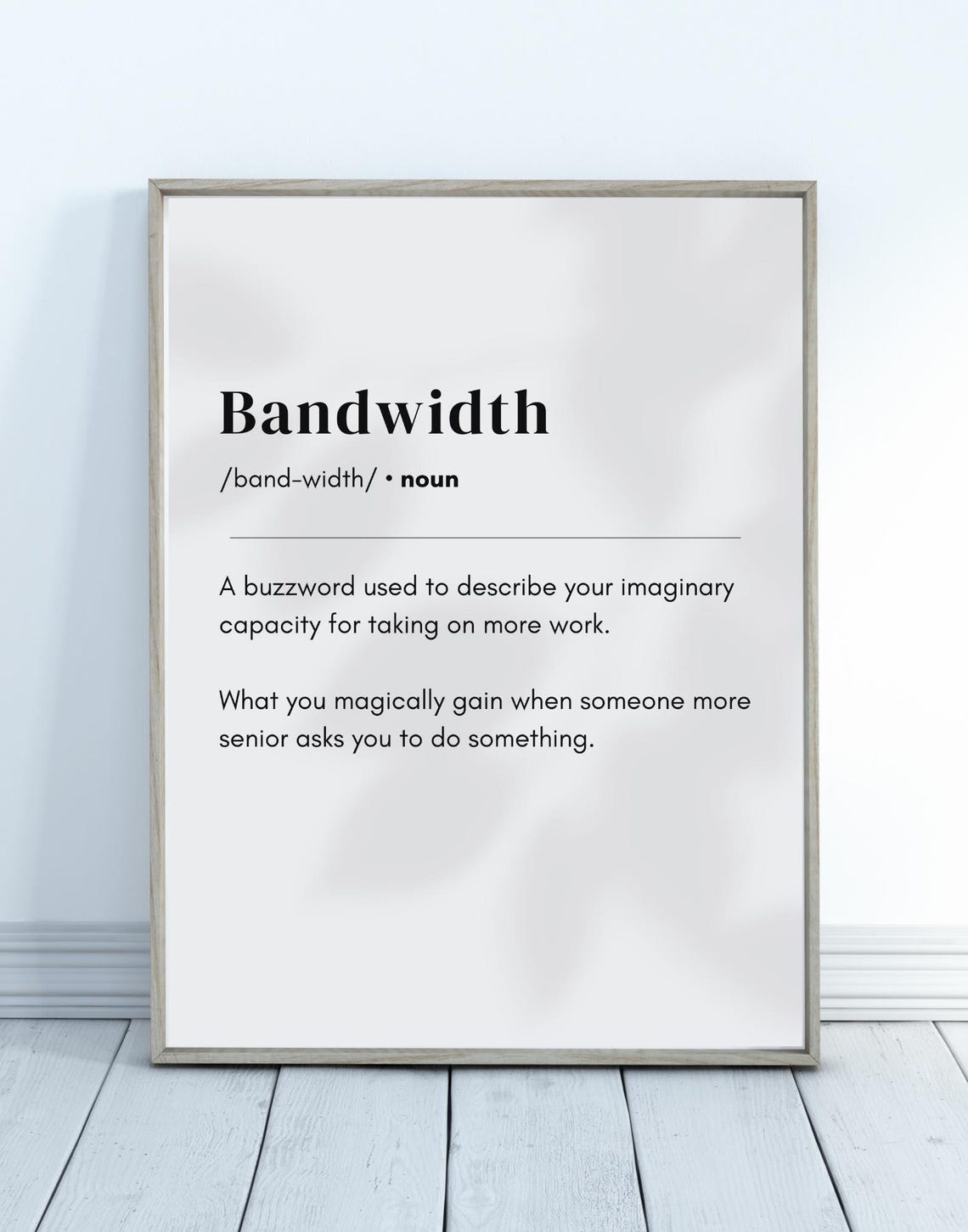 Bandwidth Definition Funny Tech Office Buzzword Dictionary Poster - Image 3