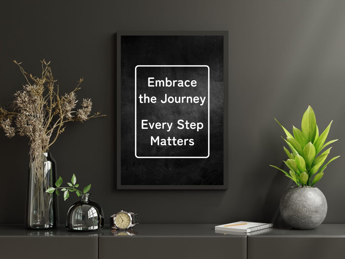 Embrace The Journey Every Step Matters Black Minimalist Poster