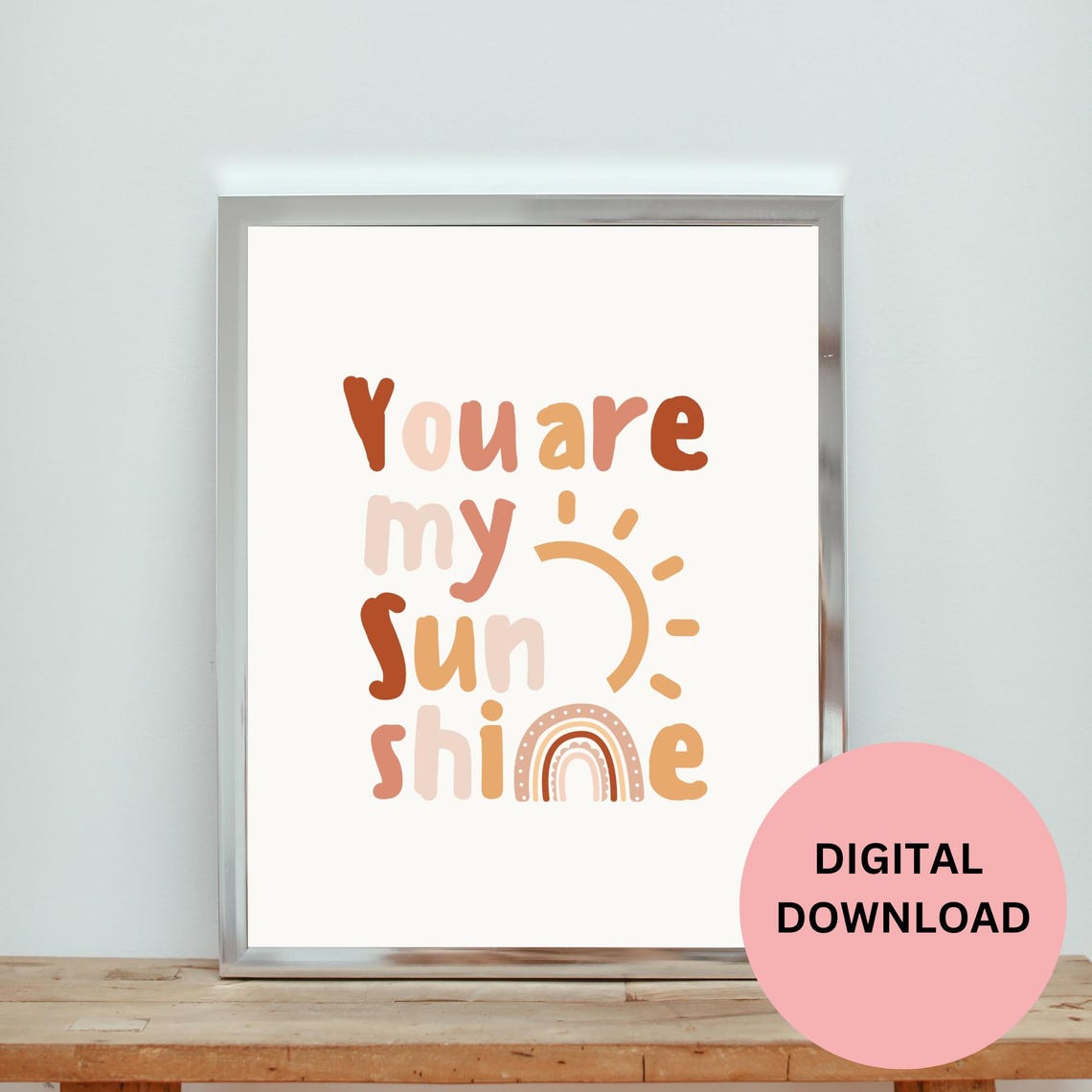 You Are My Sunshine Boho Quote Sun Rainbow Nursery Art Print - Image 2