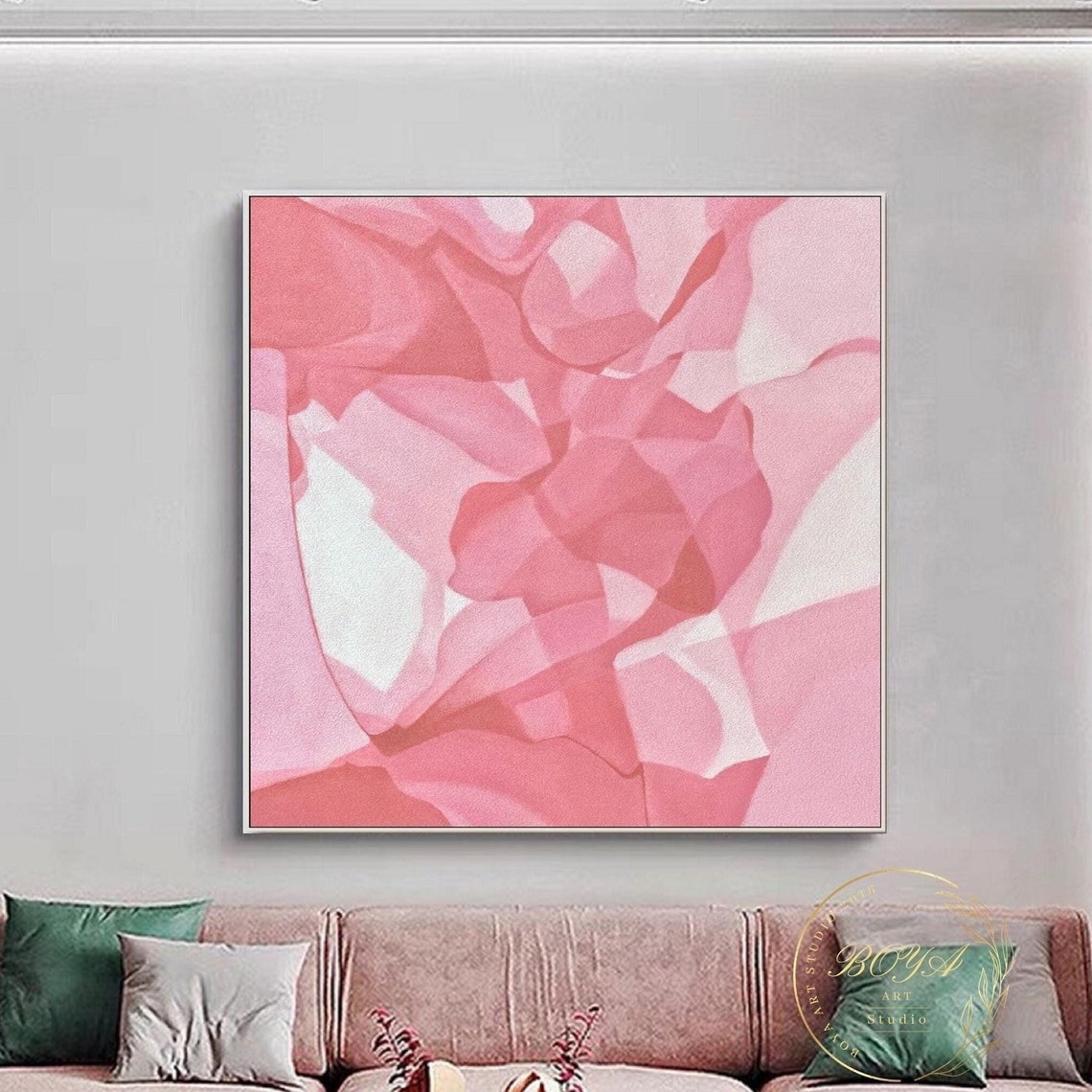Delicate Soft Pink Overlapping Petals Minimalist Abstract Poster - Image 5