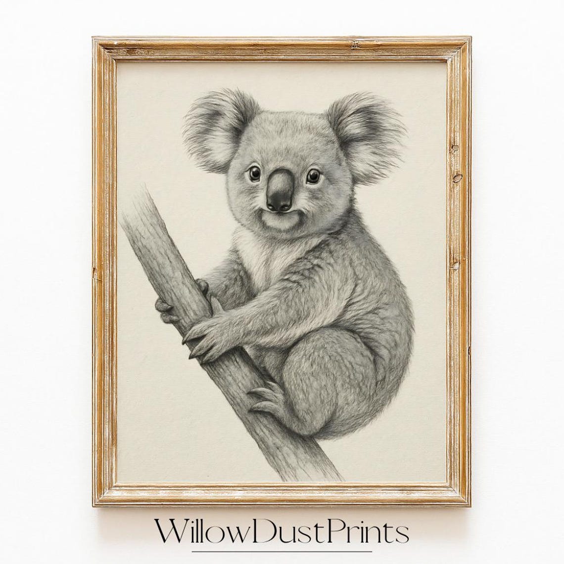 Realistic Koala Wall Art Poster Baby Sketch For Nursery Decor Animal Lover Gift