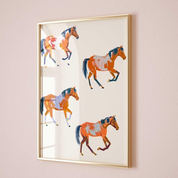 Long Live Cowgirls Poster Horses Pattern Watercolor Wall Art Print Trendy Western Decor Maximalist Cute Apartment Cowgirl