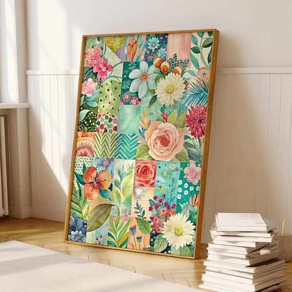 Maximalist Floral Botanical Collage Flower Market Colorful Wall Art