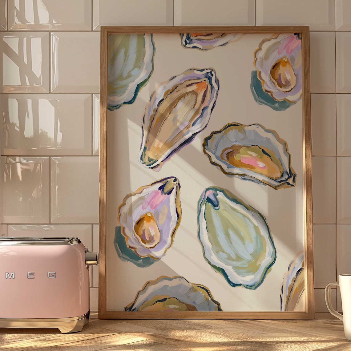 Oyster Shell Painting Abstract Coastal Art Print