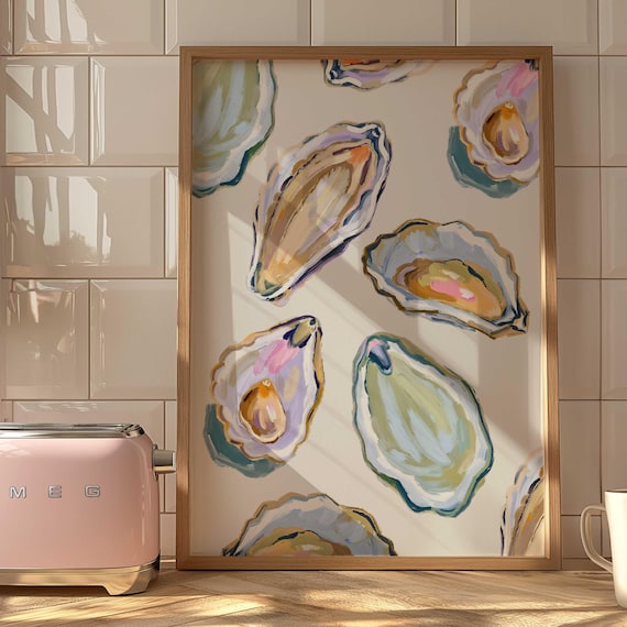 Oyster Shell Painting Abstract Coastal Art Print