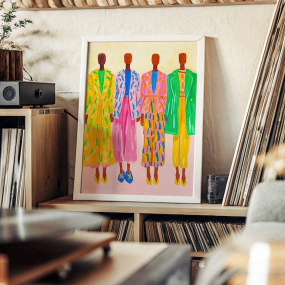 Four Women Colorful Fashion Illustration Bold Pop Art Female Poster