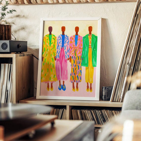 Modern Colorful Feminine Print Abstract People Art Contemporary Vibrant Female Poster Watercolor Dopamine Wall