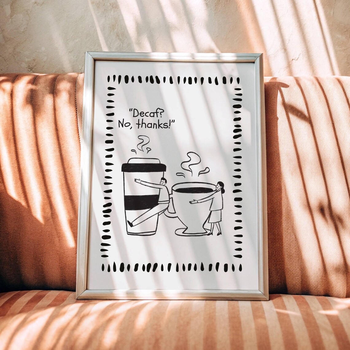 Funny Coffee Doodle Print Minimalist Kitchen Art