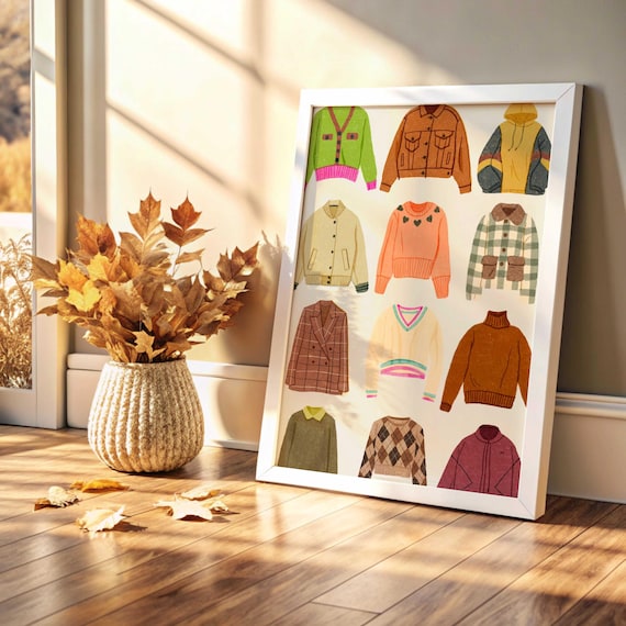 Autumn Sweater Watercolor Art Print Fall Fashion Poster