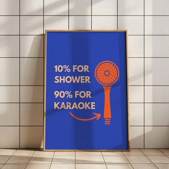Funny Bathroom Art, Shower Karaoke Poster