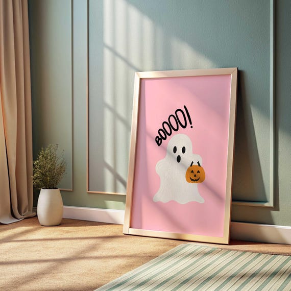 Halloween Decor Indoors Cute Ghosts Trick Or Treat Wall Art For Kids Nursery Room Prints