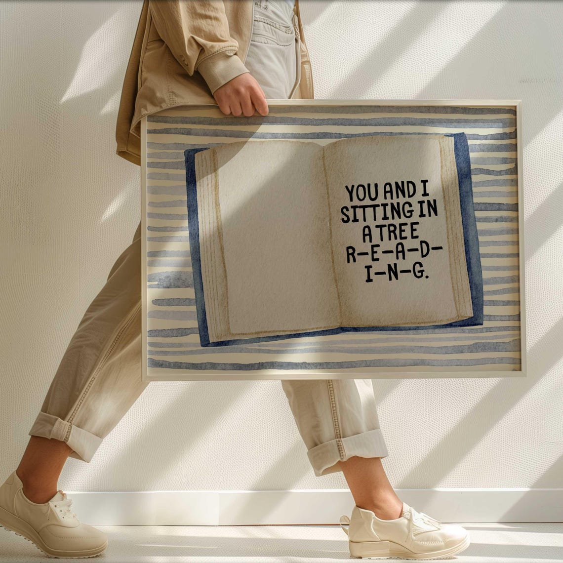 You and I Sitting in a Tree Reading Book Poster Library Decor Art