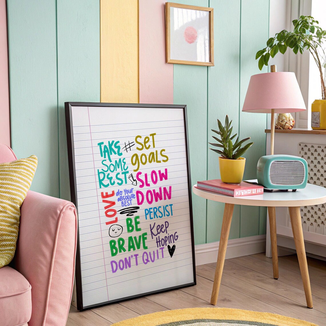 How Lucky Are We, Retro Trendy Quote Art Print