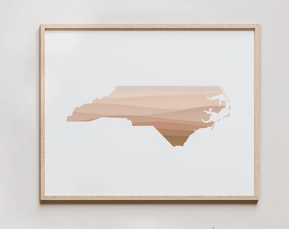 North Carolina State Silhouette Beige Gradient Modern Map Art Poster