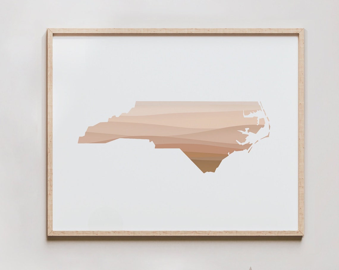 North Carolina State Silhouette Beige Gradient Modern Map Art Poster
