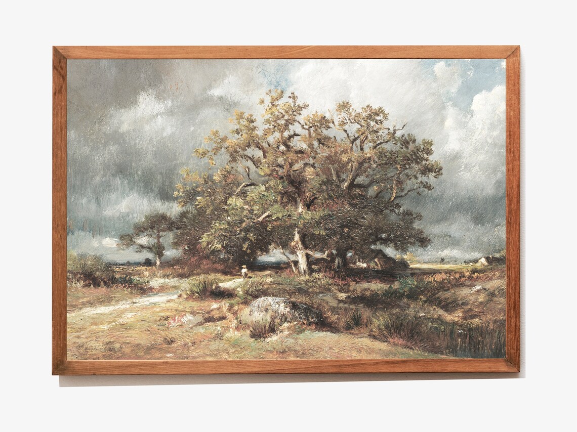 Oak Tree Painting Vintage Landscape Art Print - Image 3
