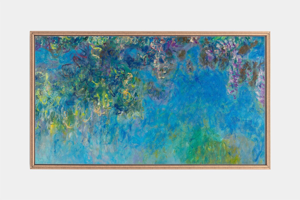 Claude Monet Wisteria Blue Garden Pond Impressionist Floral Painting Poster