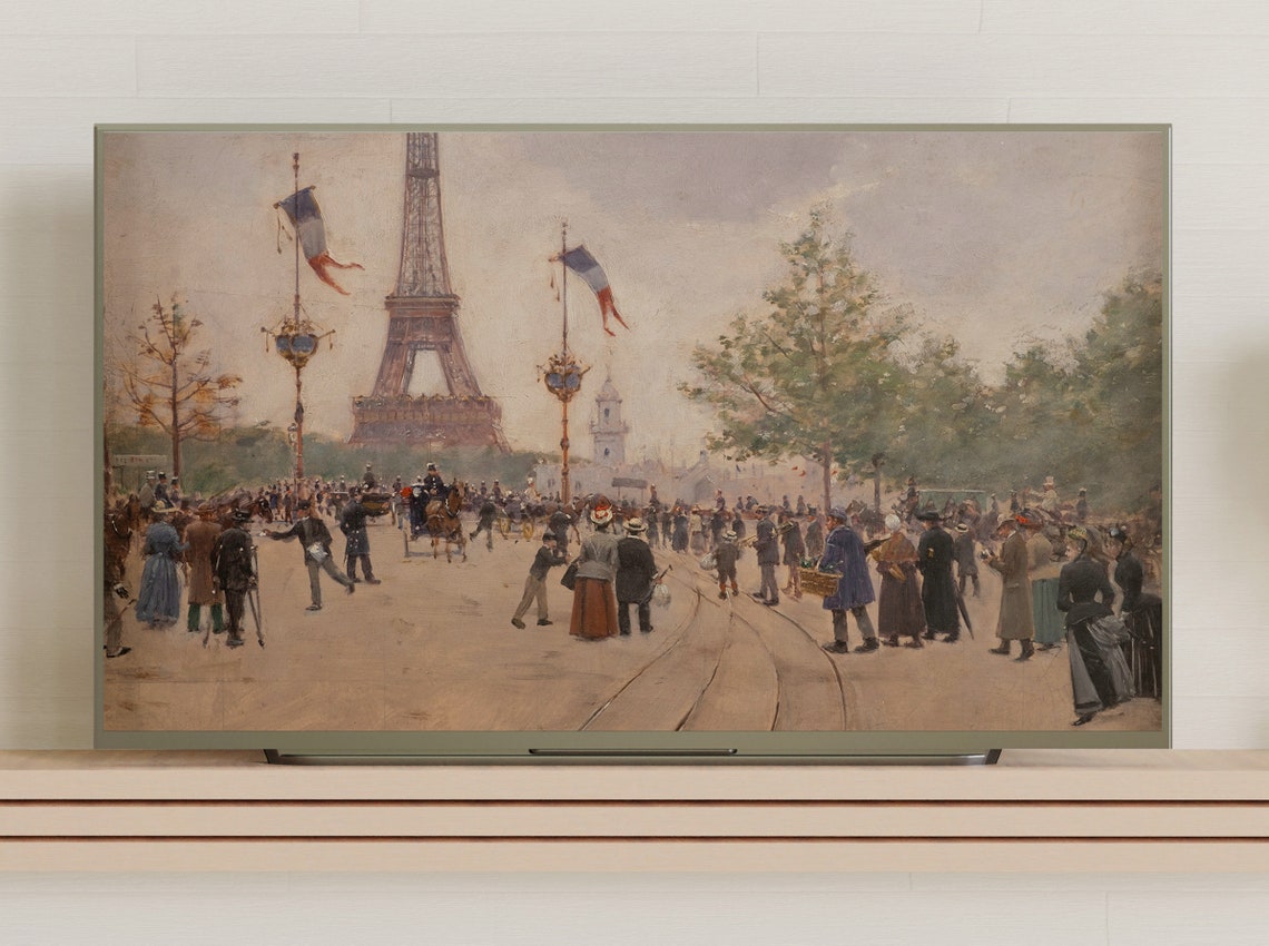 Frame Tv Art Paintings Of Paris Entrance To The 1889 Worlds Fair Vintage French Artworks Instant - Image 3
