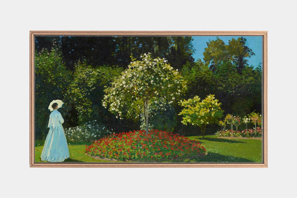 Claude Monet Woman Parasol Flower Garden Impressionist Wall Art