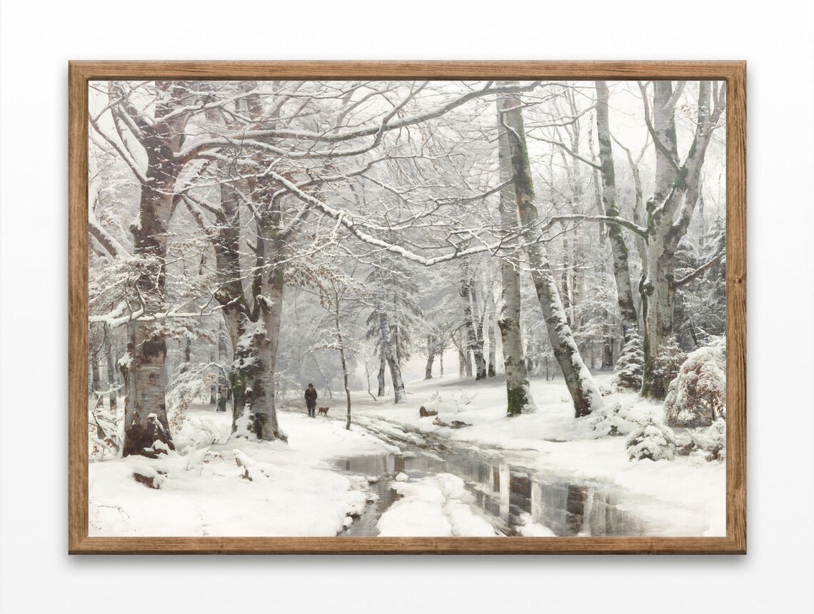 Beech Forest Winter Art Print, Christmas Decor