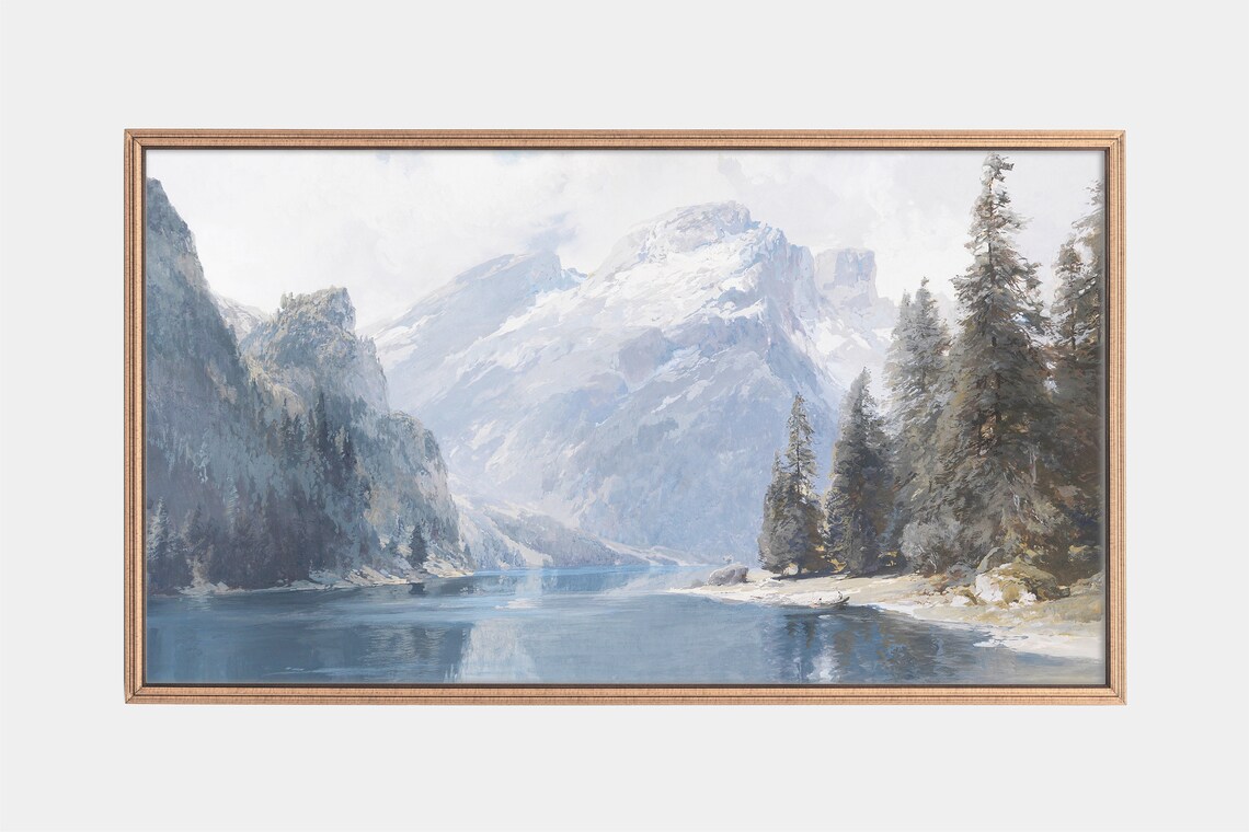 Mountain Vintage Landscape Art Print for TV Frame