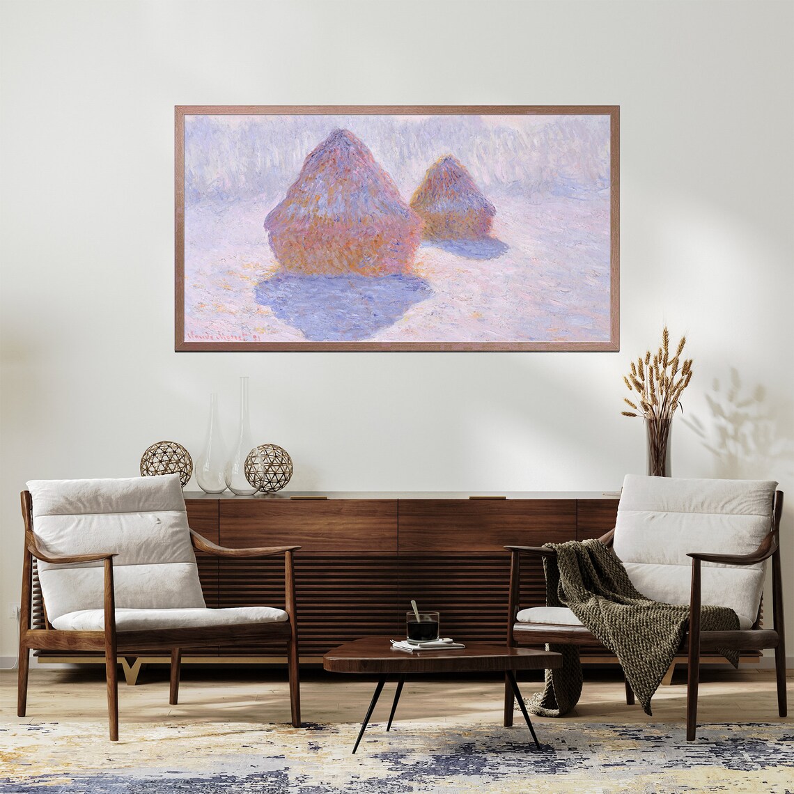 Monet Haystacks Effect Of Snow And Sun 1891 Impressionist Winter Poster - Image 2