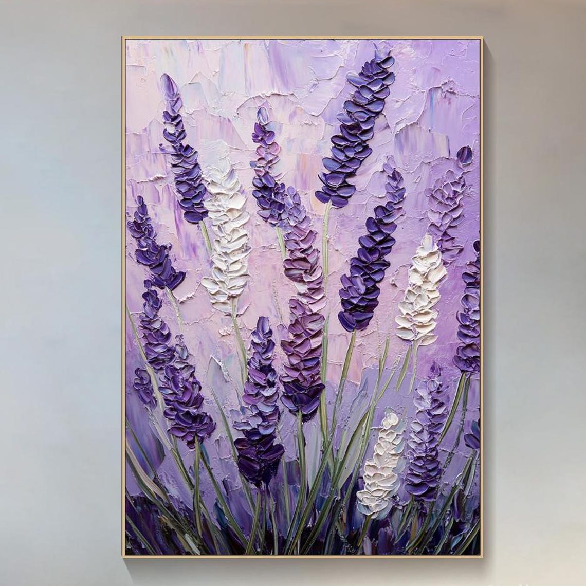 Lavender Field Purple White Blooms Impasto Textured Floral Poster