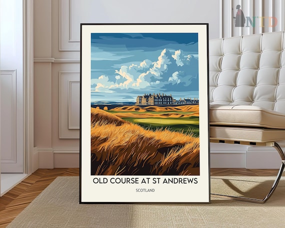 Old Course St Andrews Scotland Golden Links Golf Travel Poster