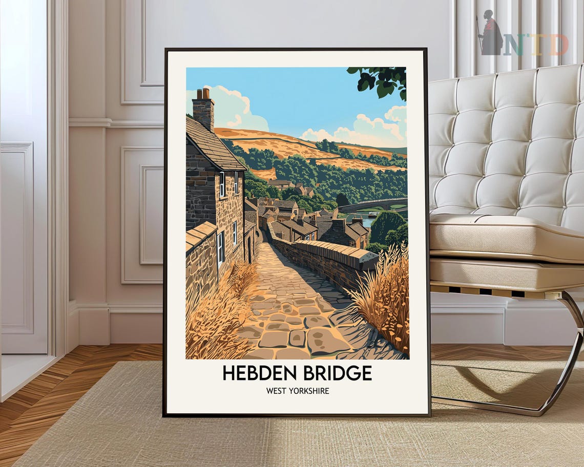 Hebden Bridge Travel Print Travel Poster Of Hebden Bridge Hebden Bridge Hebden Bridge Gift Yorkshire Art