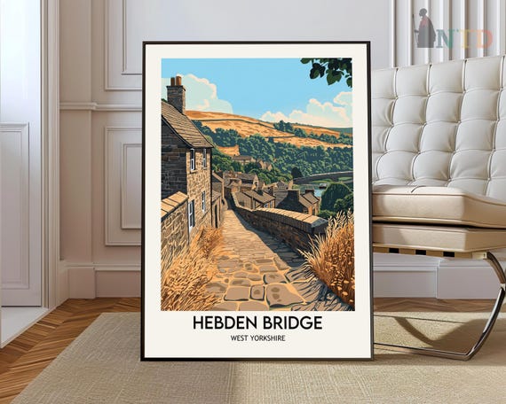 Hebden Bridge Travel Print Travel Poster Of Hebden Bridge Hebden Bridge Hebden Bridge Gift Yorkshire Art