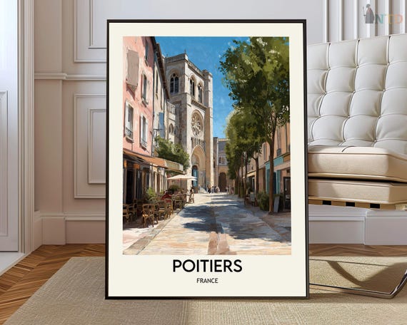 Poitiers Travel City Map Art Print
