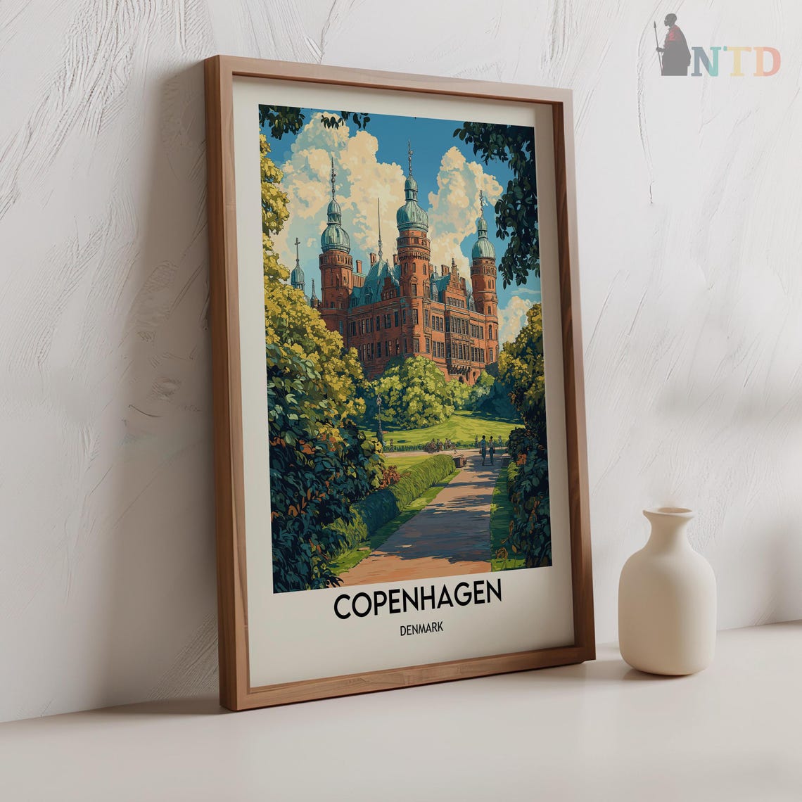 Copenhagen Red Brick Castle with Copper Domes in Summer Poster - Image 2