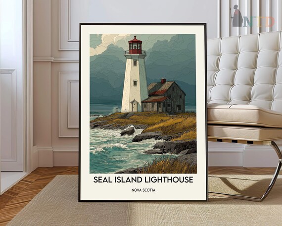 Seal Island Lighthouse Poster Wall Art Print Photo Nova Scotia Canada