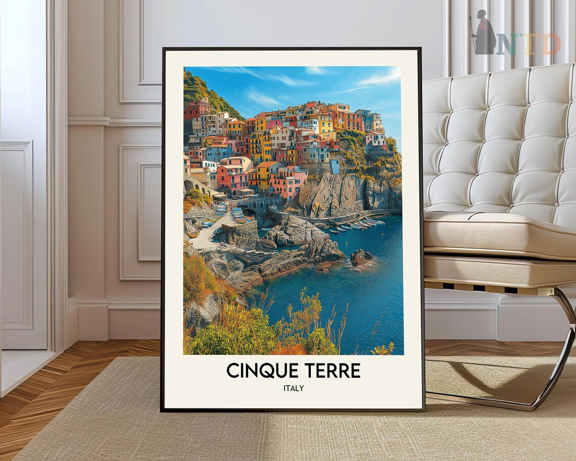 Cinque Terre Cliffside Village of Colorful Houses Above the Sea Poster