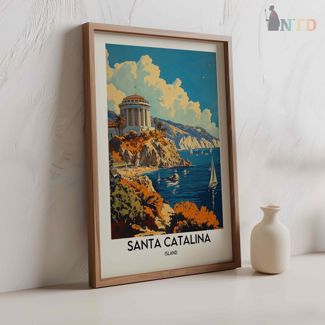 Santa Catalina Island Avalon Casino Cove Sailboats Sunset Seas Poster - Image 2